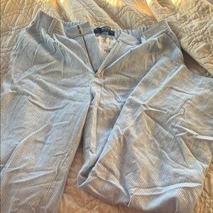 Women's Blue Striped Linen Pants